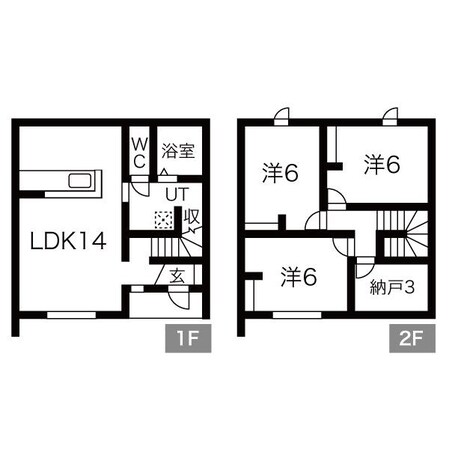 篠路駅 徒歩16分 1-2階の物件間取画像